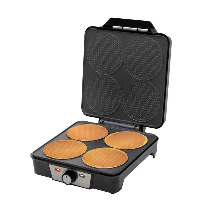 Aparat de preparat vafe, 1200W, 4 x 11 cm, termostat, indicator pornire, talpi antideapante, capac inox - imagine 4